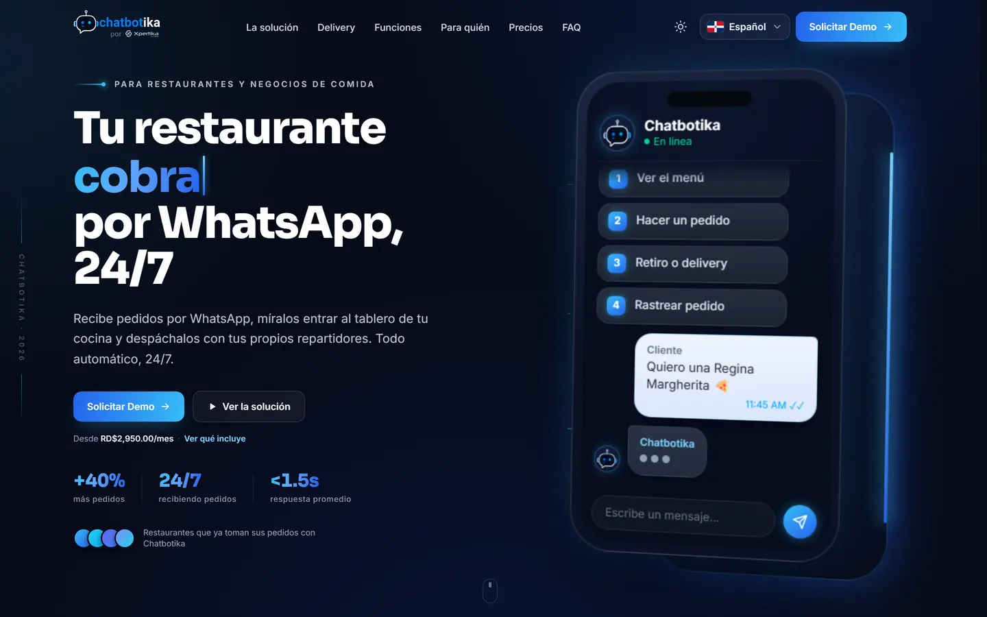 Chatbotika — captura del sitio